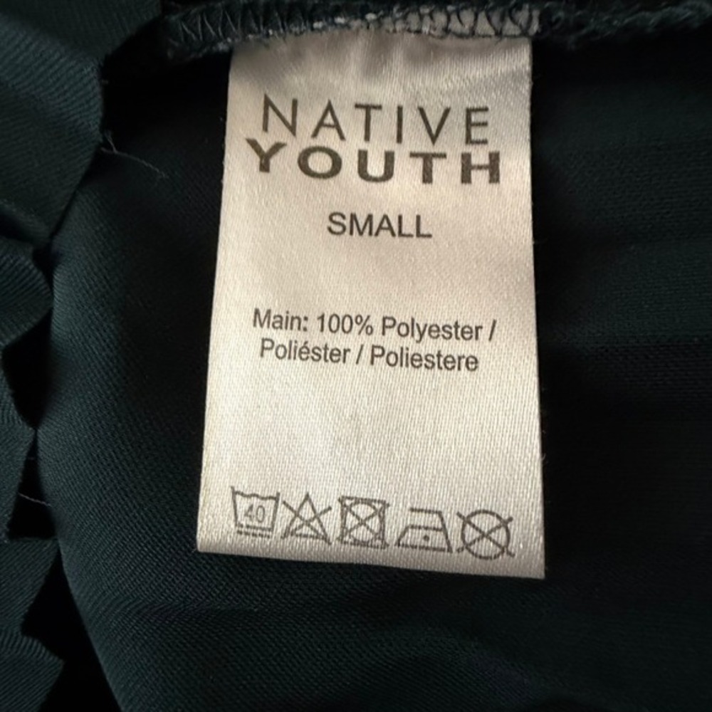 Native Youth Pleated Hem Crop Top Cap‎ Sleeve Keyhole Back Green Small - Picture 4 of 8